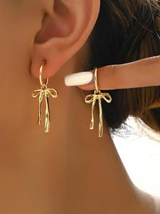 Arete colgantes elegantes para mujer con diseño de lazo, exquisitos y modernos, joyería de moda para uso diario y decoración de fiestas, regalo para el Día de San Valentín