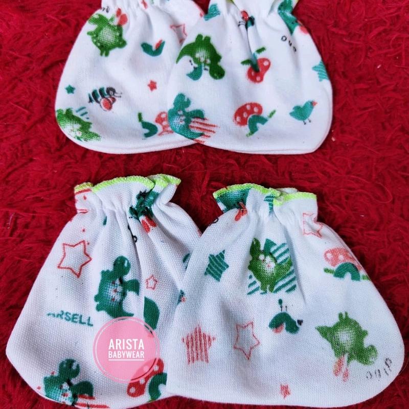 ARSEL BABY - 1set sarung tangan+kaki bayi putih motif 2