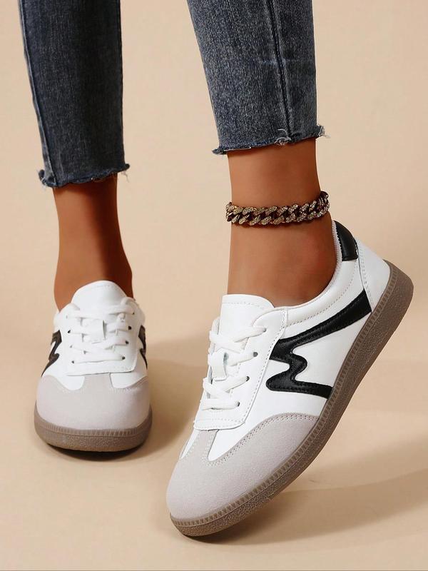 Women's Colorblock Lace Up Sneakers, Casual Breathable Comfortable Training Shoes, All-match Basic Shoes for Daily Wear 5
