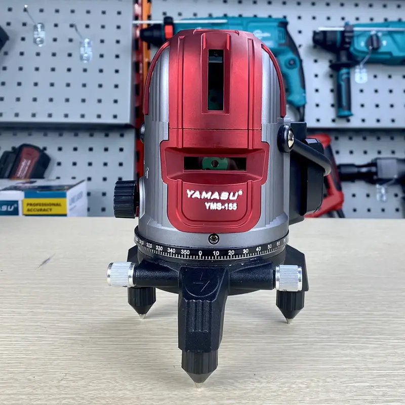 Máy cân bằng Laser 5 tia xanh siêu sáng YMS-155 YAMASU, máy cân mực kèm chân 3