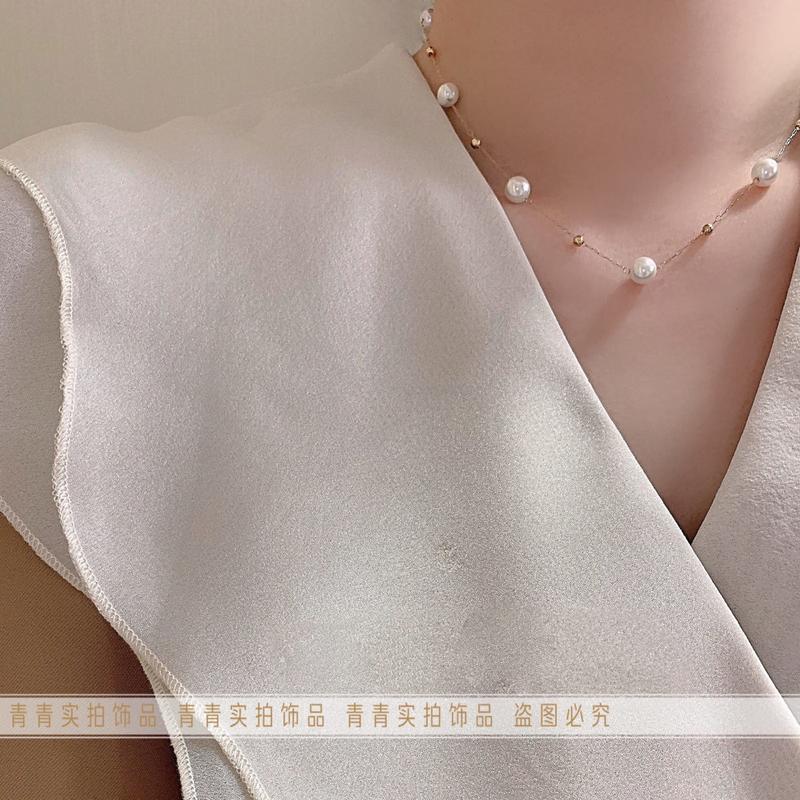 Product Introduction of 2024 [Titanium Steel Does Not Fade] Strong Light Feeling Starry Sky Shell Pearls Transfer round Beads Doudou Interval Besties Necklace Gift 23