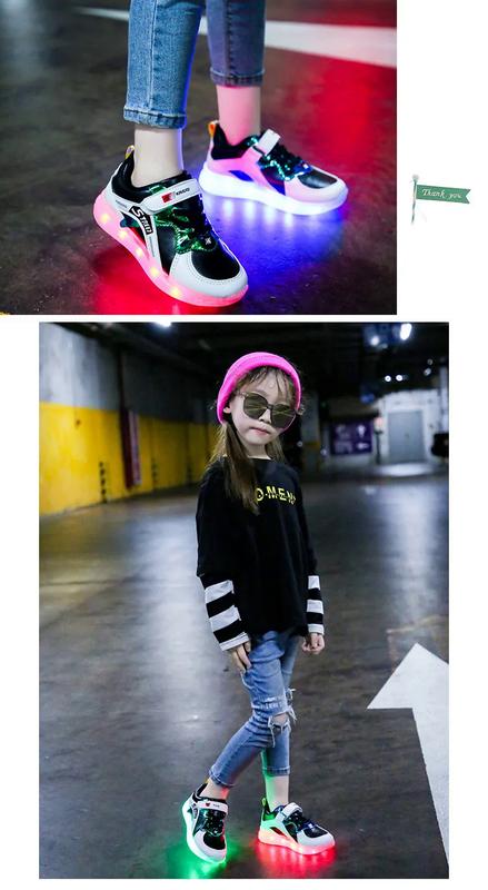Product Introduction of Kasut sukan kanak-kanak, kasut ibu bapa-anak baru, kasut berkilau boleh dicas semula berwarna-warni, kanak-kanak lelaki dan perempuan, kanak-kanak berjalan dengan lampu 14