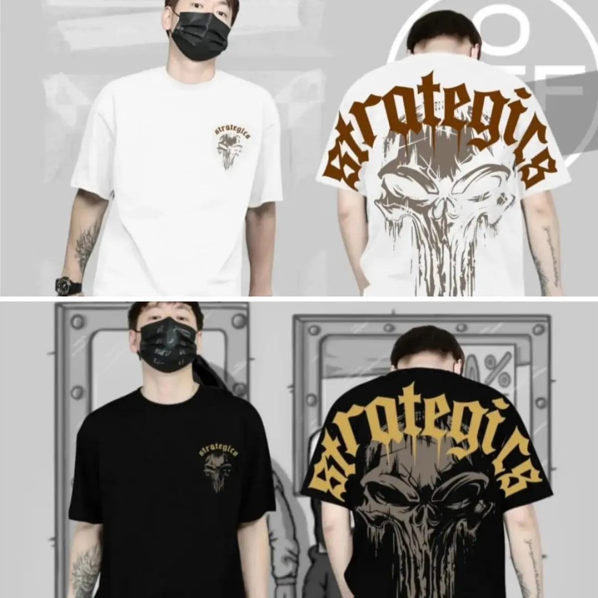 Atasan Baju Kaos T-Shirt Pria Distro Streetwear Cowok STRATEGIS Lengan Pendek Terbaru Keren Viral - COD katun combed Panjang Hitam bajudistro