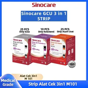 [EXPIRED MASIH LAMA] Sinocare Strip Uji Gula Kolesterol & Asam Urat M101 No Coding 3in1 Strip Sinocare Alat M101 – GCU Alat Cek 3in1 Refill Stick Sinocare Tes 3 1 diabetes strips set lengkap cholesterol band Stick Stik