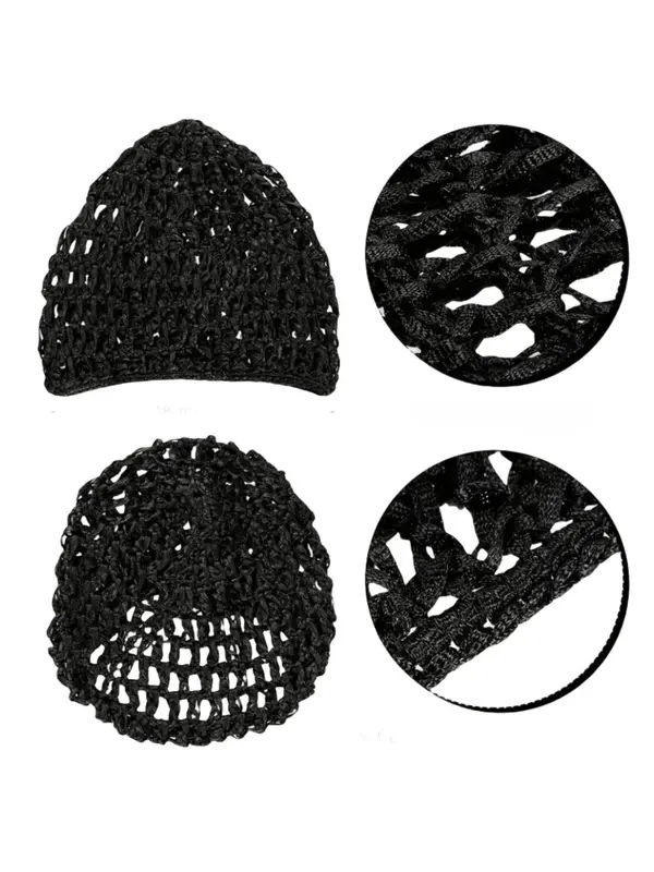 Solid Color Hollow Out Design Net Hats, Casual Elastic Brown Hair Cap for Women, Fashionable Hair Net Accessories for Daily Wear 8