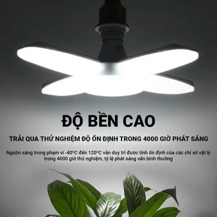 Bóng đèn Led cánh quạt 4 cánh 75W tiết kiệm điện, ánh sáng trắng, chuối xoáy E27 có thể điều chỉnh góc độ sáng 3