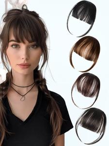 Flequillo postizo, piezas de cabello esponjoso de aspecto natural para mujer, postizos sintéticos para fiesta, uso diario