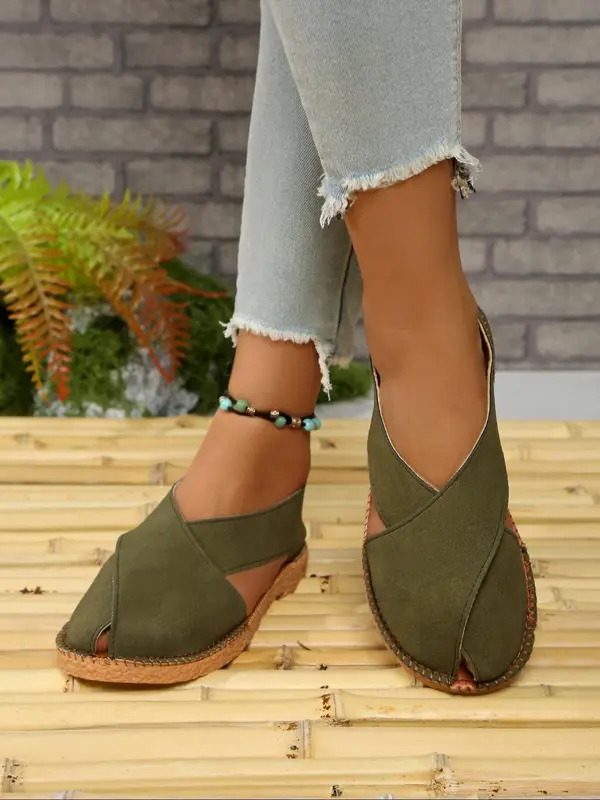 Women's Fashionable Solid Color Flat Sandals, Strap Slides, Casual Comfortable Round Toe Sandals for Summer, Lightweight Breathable Soft Sole Sandals for Daily Wear, Walking Shoes 8