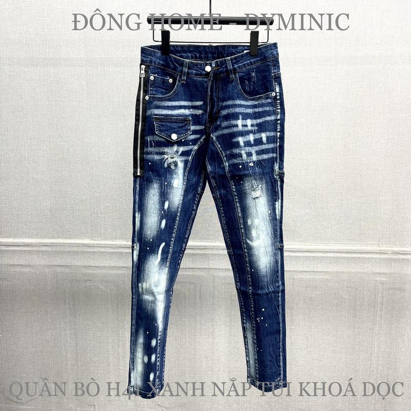 Quần bò nam mã H41 xanh đậm khoá dọc super có size từ 40kg đến 70kg dyminic