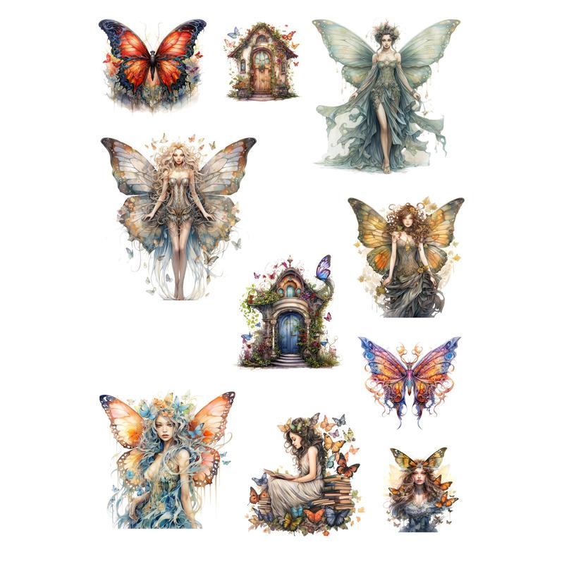 Cartoon Butterfly & Figure Pattern Sticker, 96pcs/set Waterproof Self Adhesive Decorative Sticker, Decor Sticker for Diy Scrapbooking Gift Greeting Card Water Bottle Laptop Phone 4