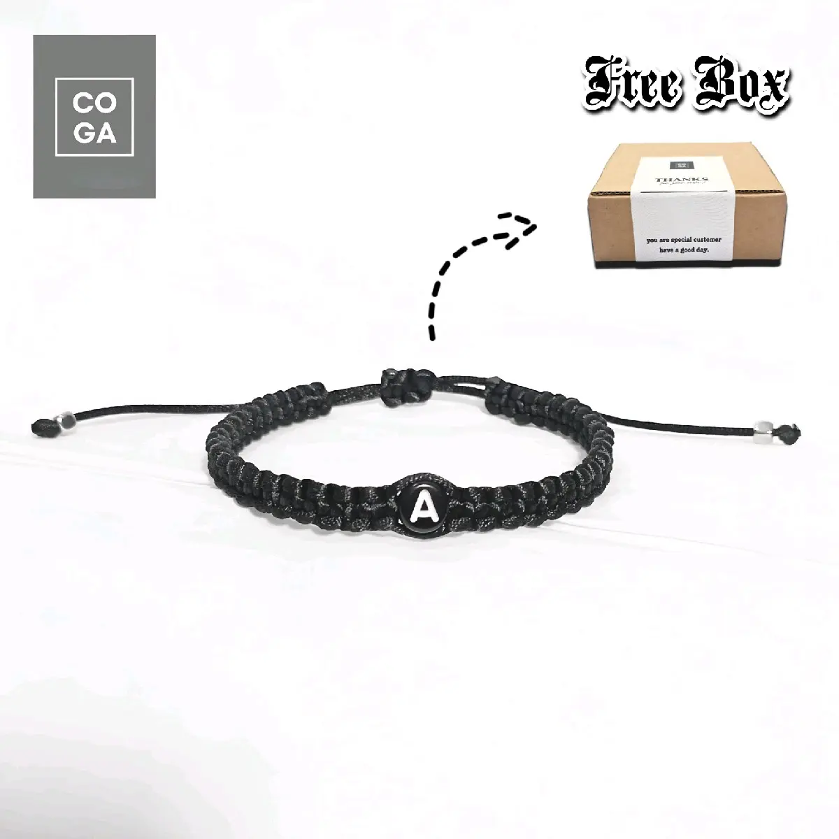 Gelang Inisial Huruf A - Z Alfabet Premium Quality Hand Made Tali Anyam Serut Unisex Couple Bracelets
