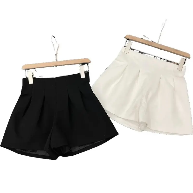 Q365 - QUẦN SHORT CHẤT KAKI DÁNG PHỒNG XẾP LY KHÓA KÉO SAU 8615 Women Nữ 0