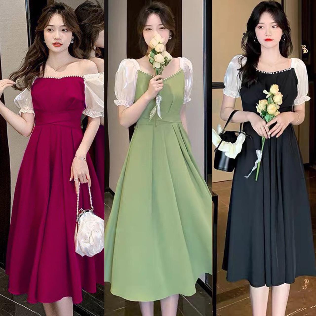 Thời Trang Bigsize Váy Dự Tiệc 50 - 100Kg Vải Cotton Lạnh Cao Cấp Thanh Lịch Nữ Dress Đầm Đen Women Voan - A.1105