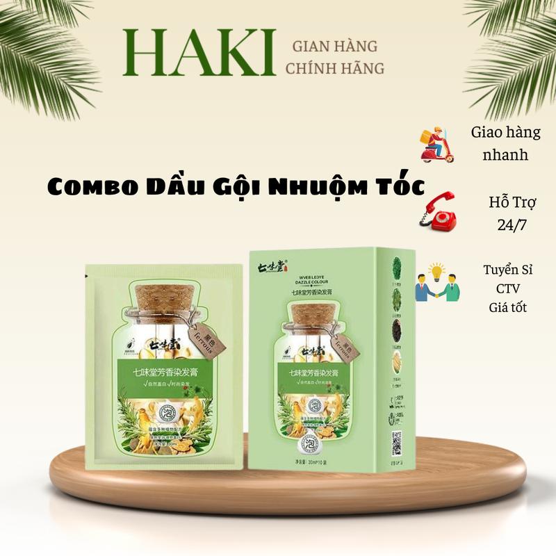 (COMBO 20 GÓI ) Dầu Gội Nhuộm Tóc Đổi Màu Tóc Thảo Dược Nhân Sâm Dạng Gói Phủ Bạc Dễ Lên Màu Không Gây Kích Ứng-Hanhcosmetic Nữ thuốc nhuộm tóc  nâu lạnh dầu gội  thảo dược daugo  identoc
