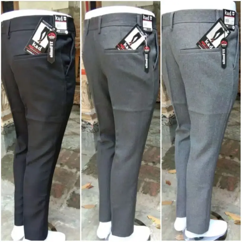 PAKET BUNDLING 1 PAKET ISI 2 CELANA PANJANG PRIA SLIMFIT FORMAL KANTOR Kerja Hitam Abu Tua Muda Navy Polos Kain Semi wol Lembut Nyaman 0