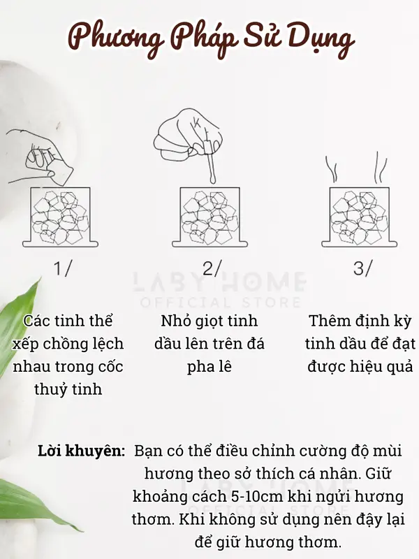 Cốc Đá Xông Tinh Dầu Kèm Đế Đèn Khuếch Tán Decor Không Gian, Đá Pha Lê Muối Lan Toả Hương Thơm Thư Giãn Thiên Nhiên 5