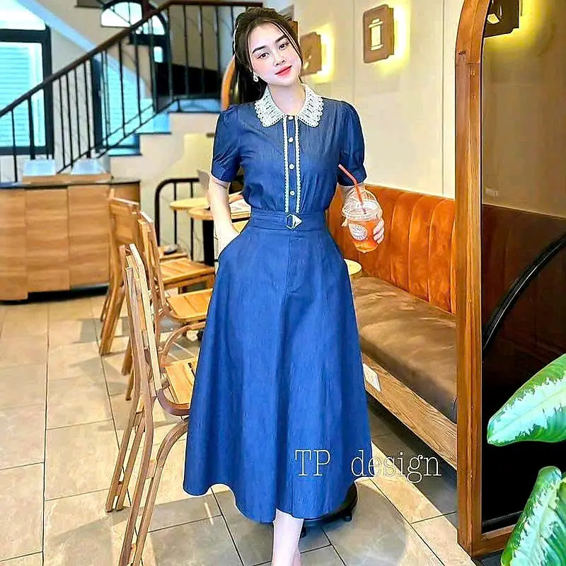 Chân Váy Chữ A  Dáng Xoè Chất Jean Mềm
