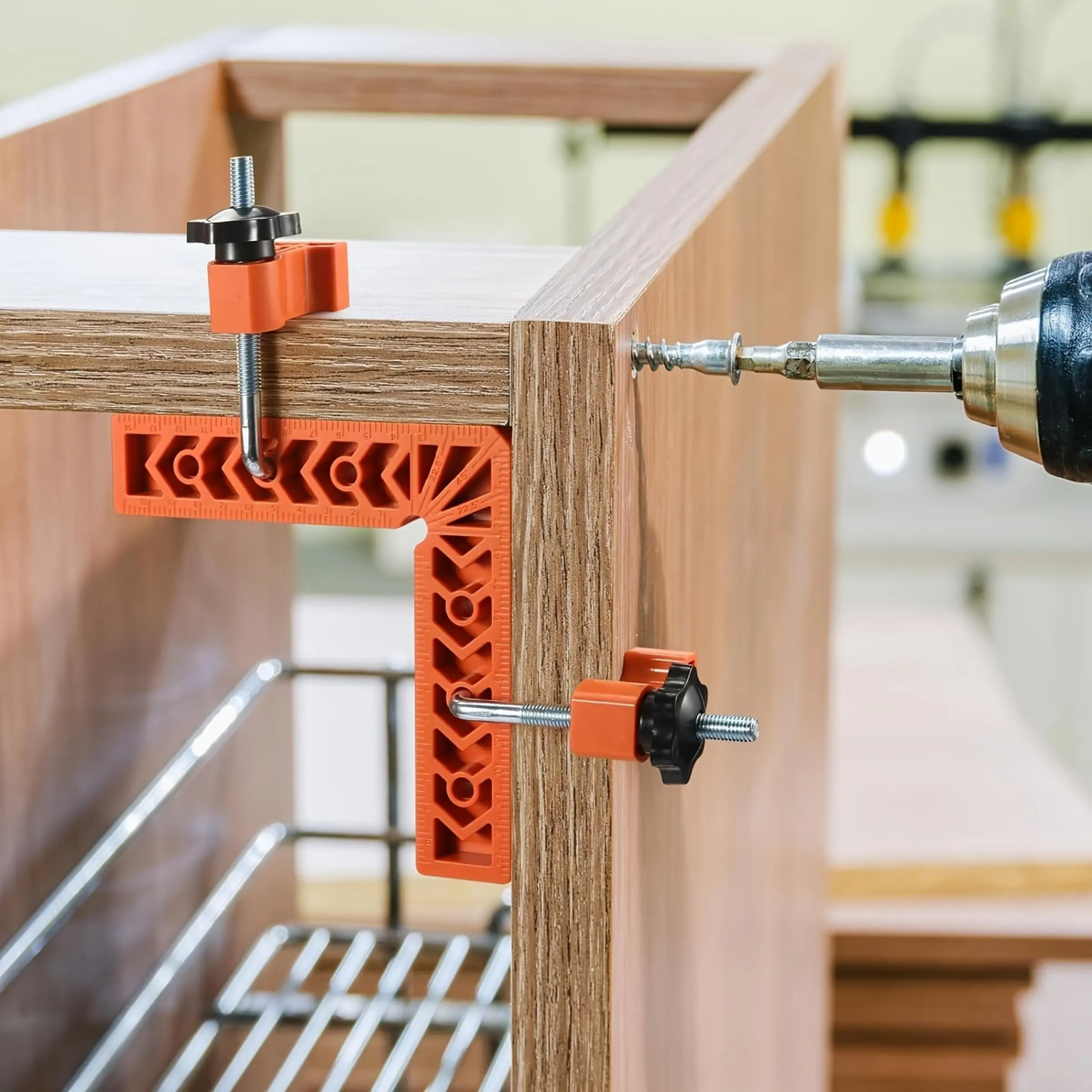 3 Inch & 4 Inch Square Ruler Clamp, 90-Degree Right Angle Positioning Ruler Clamp, Manual Woodworking Tool for Photo Frame, Cabinet, Box