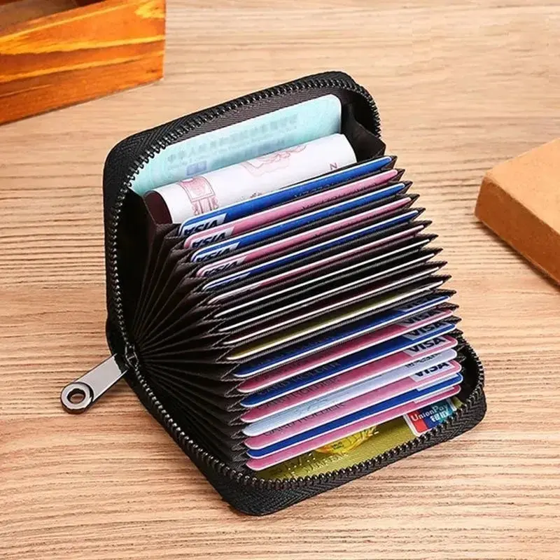 Ví Đựng Thẻ, Chất Liệu Da, Sức Chứa Lớn, Đa Năng, Chống Lừa Đảo, Cỡ Nhỏ Thích Hợp Cho Nam Và Nữ, Ví Đựng Thẻ Tín Dụng Ngân Hàng Nhiều Ngăn Wallet