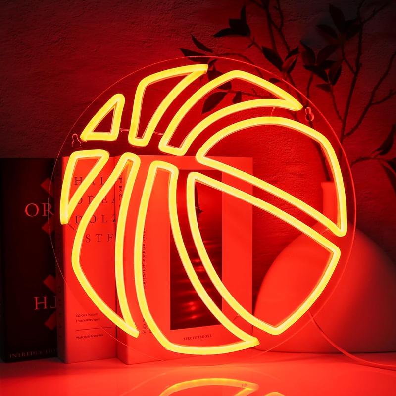 Bright Orange/Red Basketball LED Light Sign shops Wall Decoration