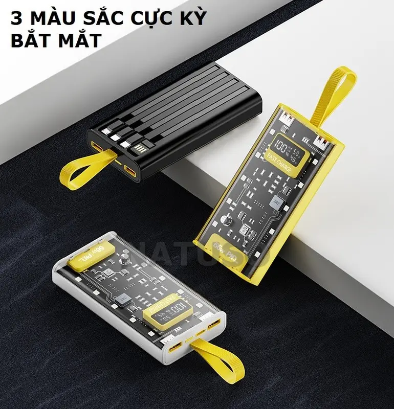 Sạc dự phòng 30000mah pin dung lượng lớn đi kèm dây sạc nhanh 20w cho nhiều điện thoại - NT745 6