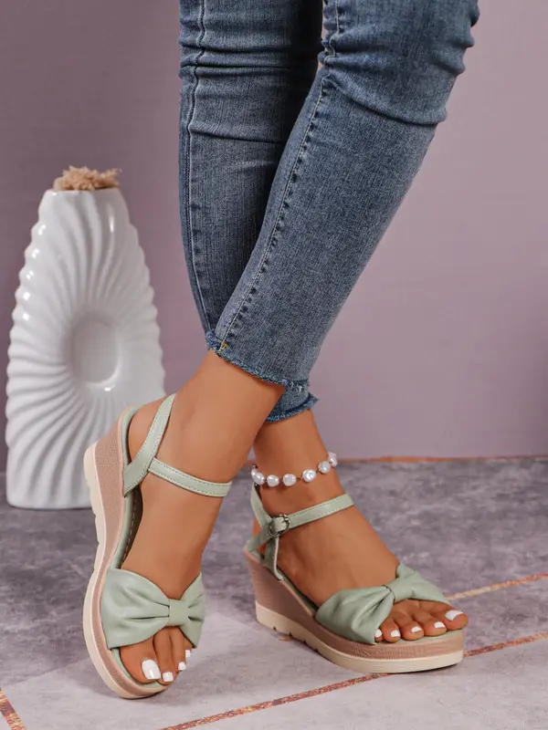 Women's Fashionable Plain Color Wedge Sandals, Casual Comfortable Platform Sandals for Summer, Female All-match Round Toe Shoes for Daily Wear, Girl 7