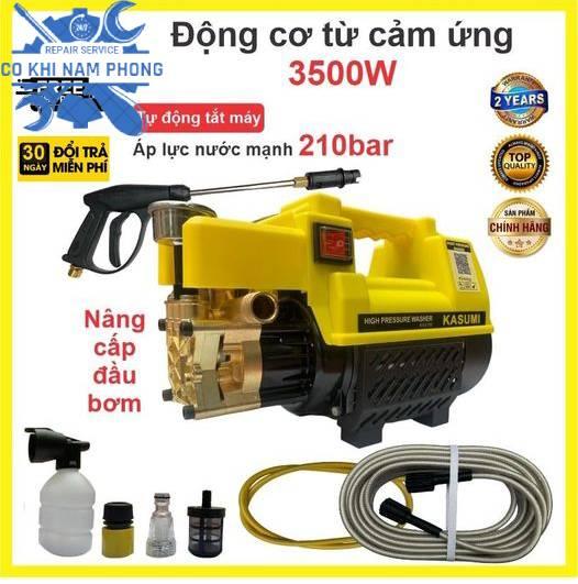 Máy rửa xe KASUMI 3500w đầy đủ phụ kiện dây 15m + bình tạo bọt [ lõi đồng ] máy  rửa