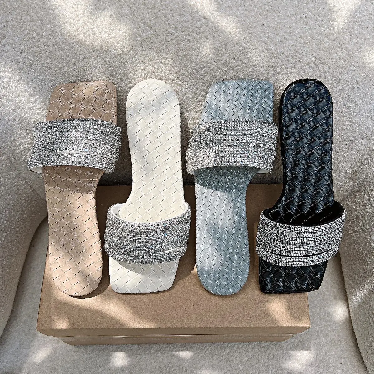 Gạo.Shoes - (35-42) DÉP LÊ NỮ ĐAN BÓNG 4 QUAI ĐÁ NGANG, Đế Chống Trơn Trượt.ò DéP Shoes GiàY