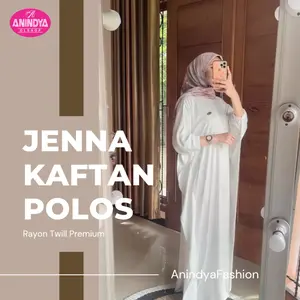 Fashion Muslim Gamis Lebaran Wanita Jenna Kaftan Polos Dengan Desain Polos Kerah Sanghai dan Busui Friendly Bahan Rayon Twill Premium Good Quality Halus Adem Look Casual Simple Basic Kekinian dan Elegan By Elsafa Dress Mewah Model Terbaru