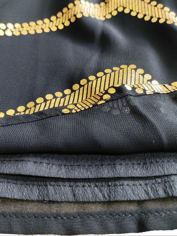 Arabic Clothing- Wave Pattern Hot Stamping Contrast Sequin Fringe Trim Dress, Elegant Long Sleeve V Neck Long Dress for Women, Women's Islamic Clothing for All Seasons, Modesty Dresses, Kameez 6