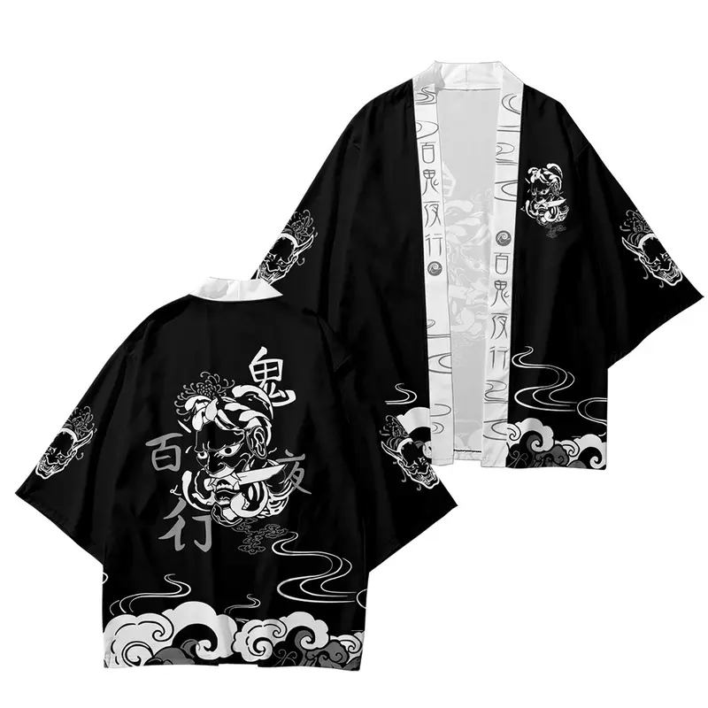 Áo Cardigan Kimono Nhật Bản, Dáng Rộng Vừa Vặn, In Hình Hoạt Hình Anime Và Quái Vật Hai Chiều, Áo Kimono Yukata Haori, Thời Trang Harajuku Phong Cách Nhật Bản, Thích Hợp Cho Nam Và Nữ, Áo Sơ Mi Đường Phố Cổ Điển Áo Khoác Thường Ngày 2