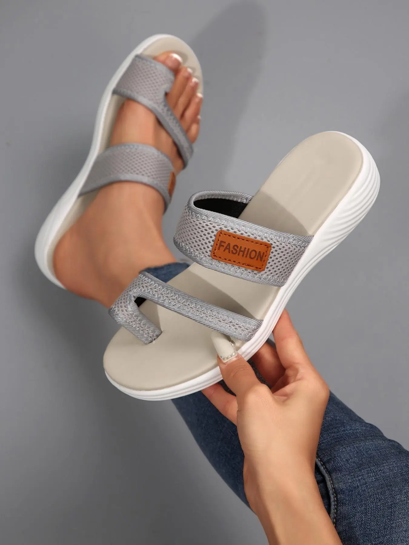 Women's Fashionable Plain Color Slides, Casual Comfortable Flat Sandals for Summer, Lightweight Breathable Slippers for Indoor & Outdoor Wear, Walking Shoes