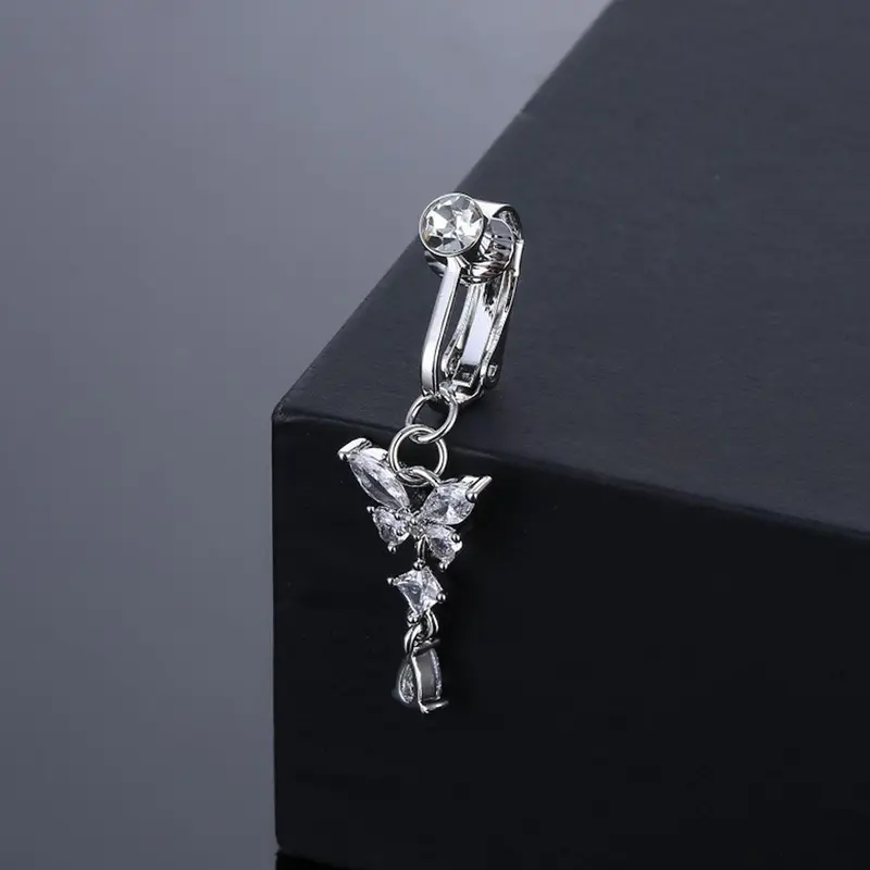 Khuyên Rốn Hình Bướm, Nhỏ Sáng Bóng, Không Cần Đục Lỗ, Phụ Kiện Móng Tay, Kẹp Gợi Cảm, Phong Cách Giả, G8L2 7