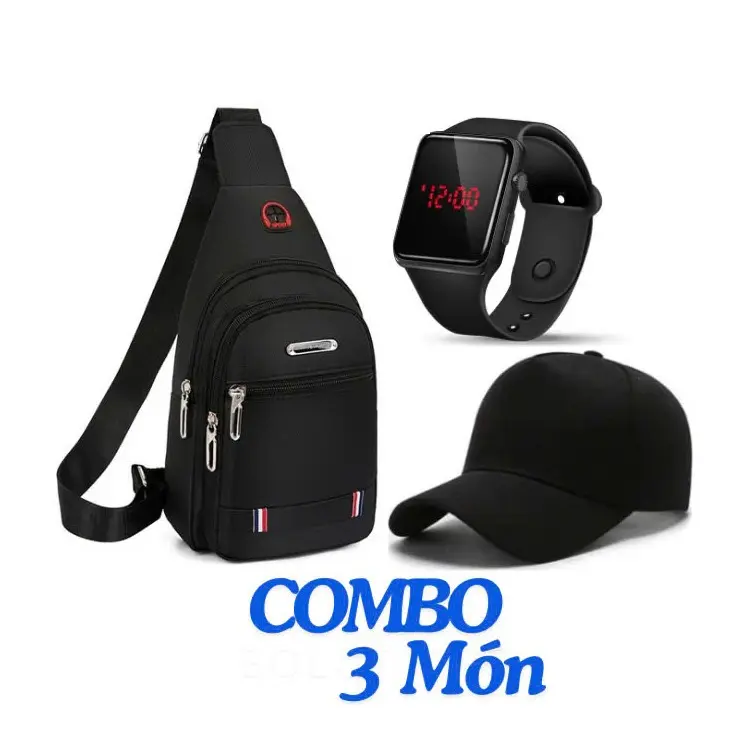 Combo Túi Đeo Chéo Thời Trang Vải Canvas Hàn Quốc- Và Đồng Hồ LED Sang Trọng - Đeo Vai, Bag 5