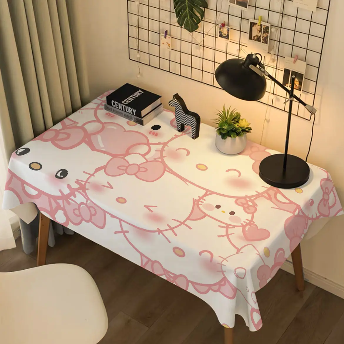 Khăn trải bàn Hellokitty, phong cách hoạt hình, phong cách cô gái trẻ dễ thương, thảm trải bàn, đẹp mắt, thích hợp cho trang điểm trong phòng, vải Trang Trí