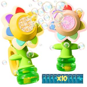 Sunflower Design Bubble Machine, Automatic Flower Bubble Toy with Colorful Lighting, Bubble Maker Blower for Kids, Outdoor Toy