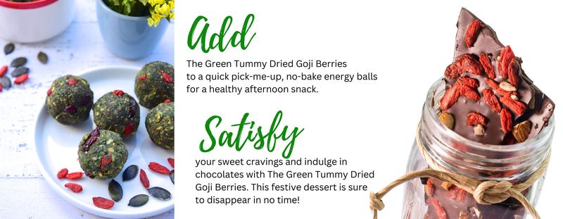Product Introduction of The Green Tummy Organic Dried Goji Berries Ready to Eat Snacks Keto Friendly Vegan Baking Dry 2