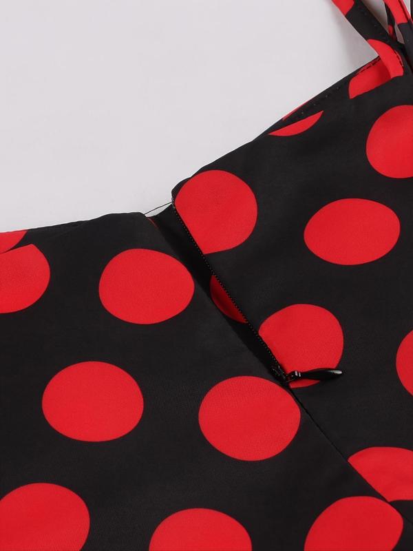 Women's Polka Dot Print Double Strap Tie Front Cami Dress, Elegant Sleeveless Midi Dress for Holiday Vacation Party, Ladies Clothes, Dresses Summer 6
