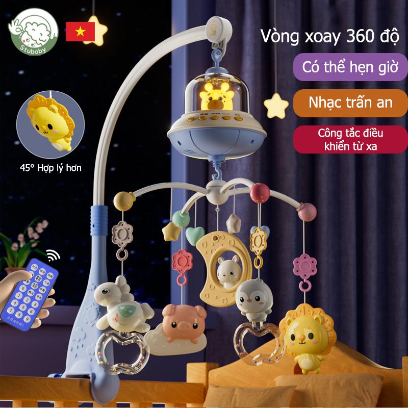Stubaby Đồ chơi treo nôi cho bé Đệm rung đồ chơi ru bé ngủ hộp nhạc xoay 360 độ màu sắc kích thích thị giác dễ thương chế độ tắt tự động Có đèn sáng Sạc có thể điều khiển từ xa