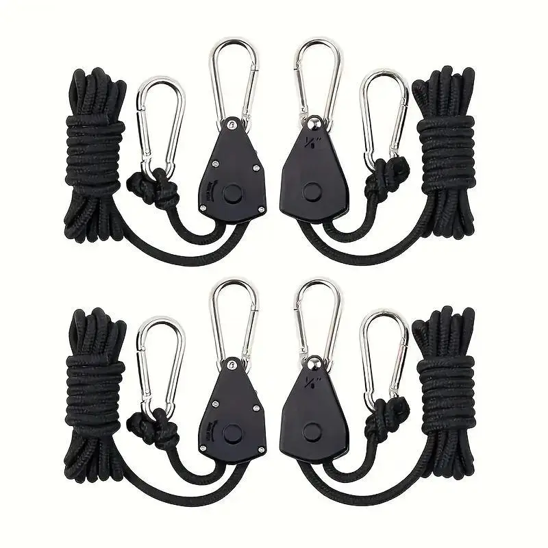 Adjustable Camping Wind Rope with Carabiners, Durable Nylon Rope, Ideal for Securing Tents, Canopies & Tarps