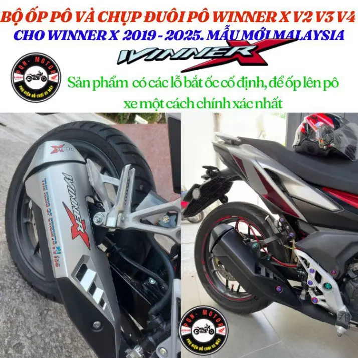 Combo Chụp ốp pô Winner X V2 V3 V4 Từ 2019- 2025 Mẫu Mới  Malaysia. Bộ Ốp Pô Xe Winner X Nhựa ABS