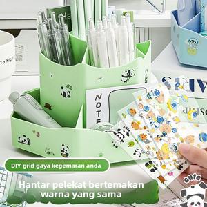 Kotak Penyimpanan Alat Tulis Desktop, Beruang Kaba, Gaya Jepun, Naik Taraf Baharu, Kapasiti Besar, Pelbagai fungsi, Pemegang Pen Berputar Pejabat, Sesuai untuk Pelajar, Reka Bentuk Cantik Stationery Office wearproof wrapped kotak & tong penyimpanan