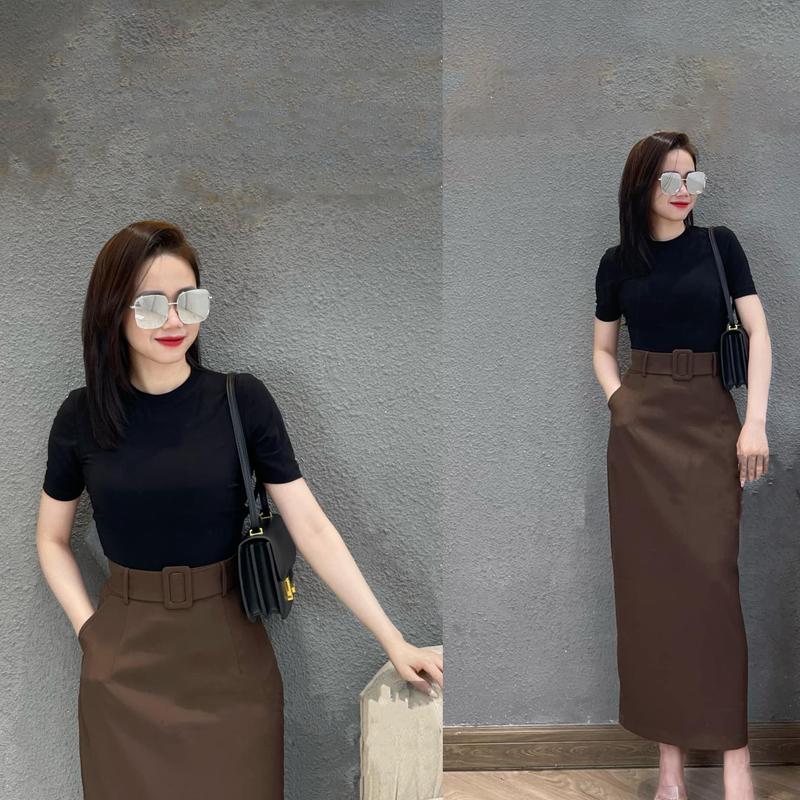 Susuclothing Chân Váy Bút Chì Suông Dáng Dài BC90 Có Túi Xẻ Sau Kèm Đai Vải Siêu Hách Dáng Voan Vitex Siêu Bền Đẹp Mềm Mịn Size XS-XXL