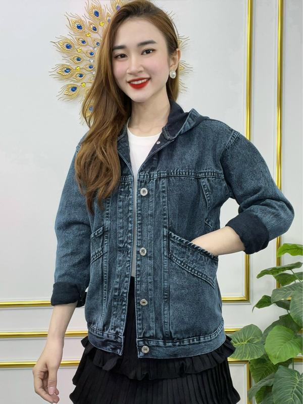 Áo Khoác Nữ Jean UNISEX  Nữ Màu Xanh Đen và Xanh Đậm - Áo khoác bò nữ form rộng suông K08