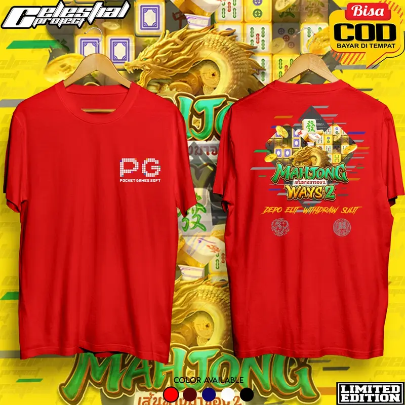 Kaos Disto Mahjong Ways 2 PG Soft / Baju PG Soft Mahjong Ways 2 / kaos distro slot PG soft Mahjong Ways pria wanita murah / Gratis ongkir / Cod Kaos distro Kaos Pragmatic Play | MAHJONG WAYS | bisa Custom nama sendiri | Baju Depo Slot /Pemuda Korban Petir 3