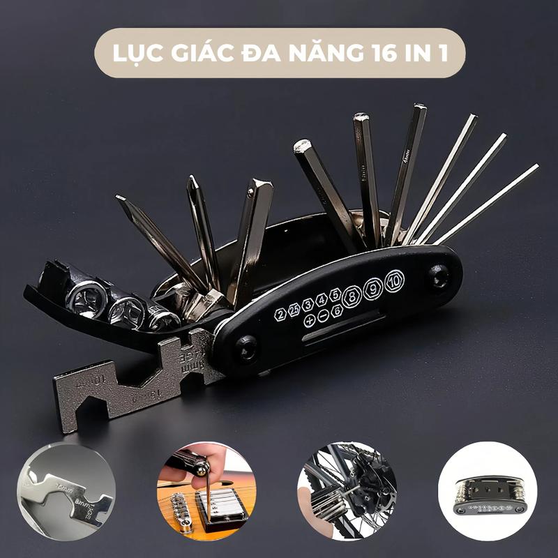 Bộ tua vít lục giác sửa chữa cầm tay đa năng 16 trong 1 Bộ dụng cụ sửa chữa di động Xe máy Xe đạp Bộ dụng cụ lắp ráp ô tô Chất lượng cao