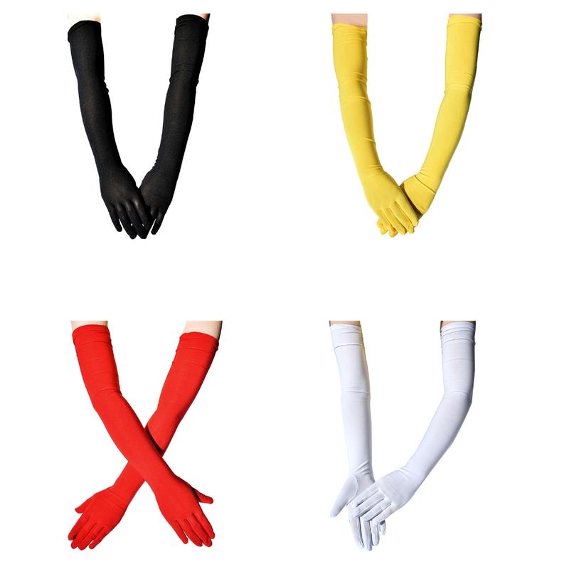 Product Introduction of 1920s Long Gloves Breathable Christmas Mardi Gras Dress Women Gloves Solid Color Elastic Wedding Party Bride Gloves 41