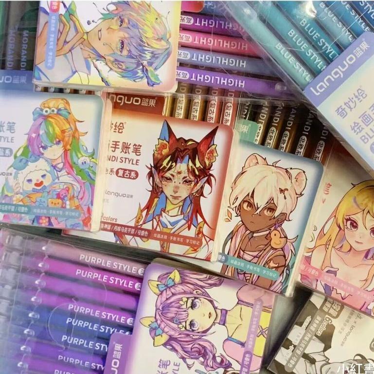 Combo 10 Set Bút Morandi LANGUO - Hoạ Cụ Mèo Đen