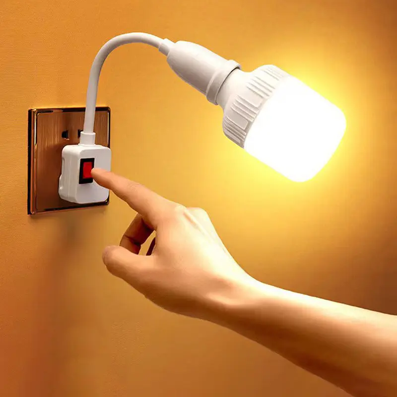 Tapak lampu E27, pemegang lampu berputar boleh laras, Fleksibel, lengkung, ujian mudah alih, soket lampu LED, penyesuai mentol lampu, suis palam, 1 keping Home Lights Lighting