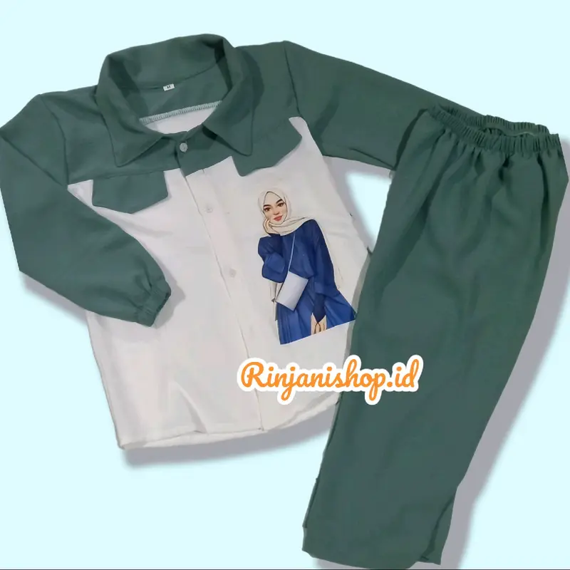 Setelan Kemeja Anak Perempuan Bahan Crincle Airflow 3